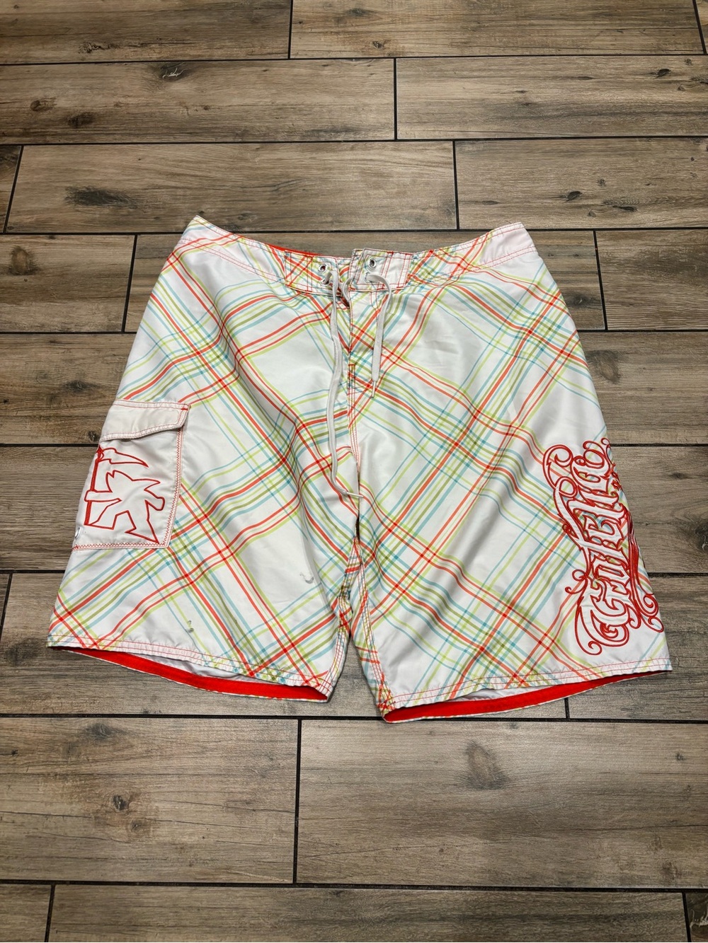 Vintage Gotcha Board Shorts Plaid Surf Swim Trunks Mens 36W Y2K Surfwear